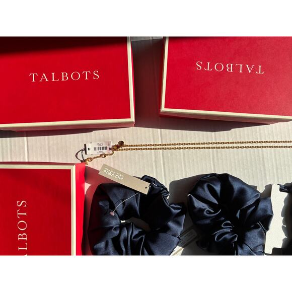 4/ $38 !NWT Talbots Womens Jewelry Necklace &3 Silk Scrunchie Pony Ties W/BOX main image 14